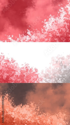 Abstract paint strokes red, white, copper. Vertical design