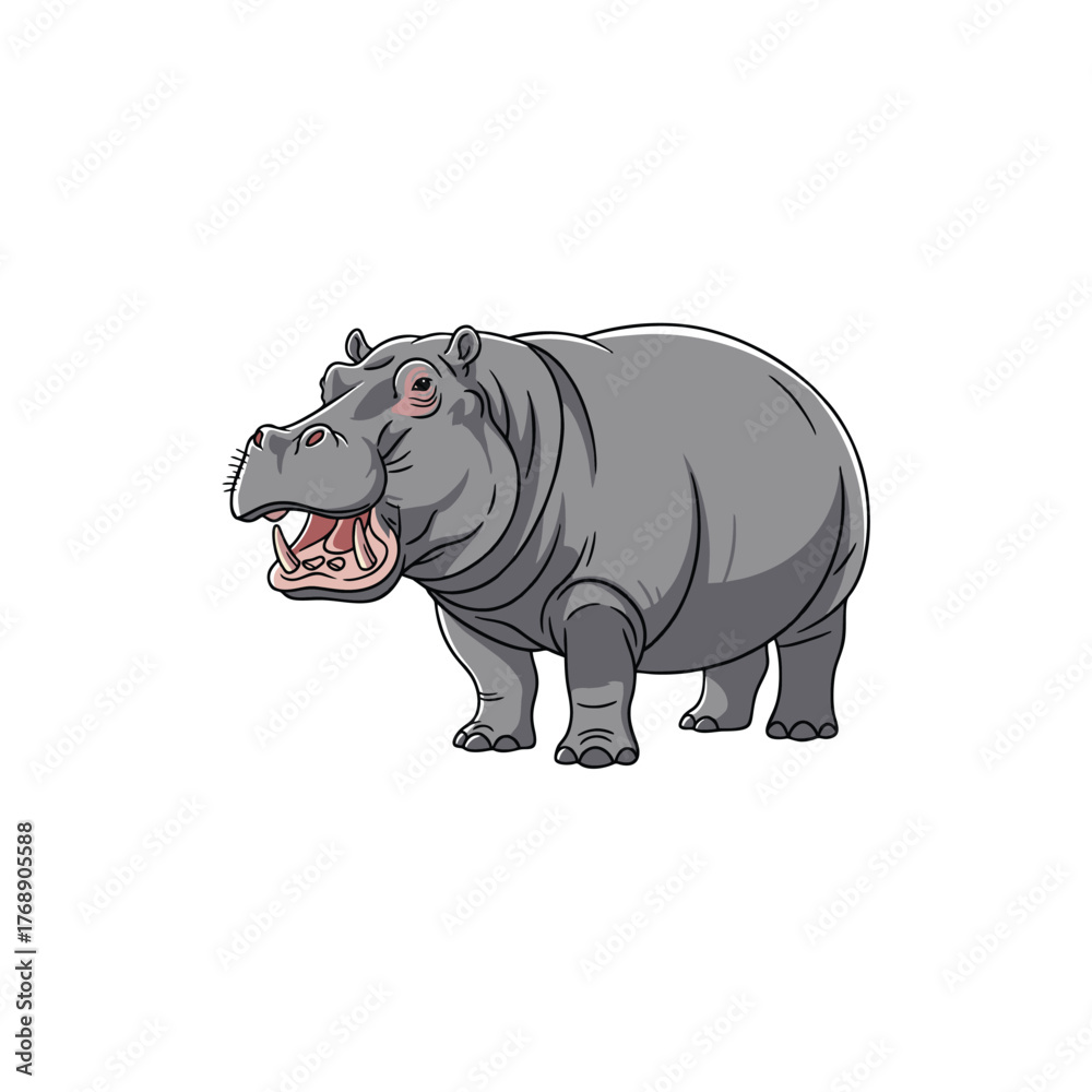 Fototapeta premium hippopotamus vector with white background 