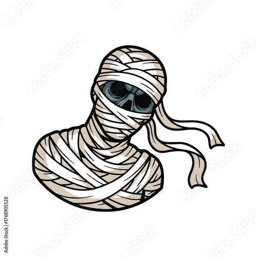mummy ghost with a white background 
