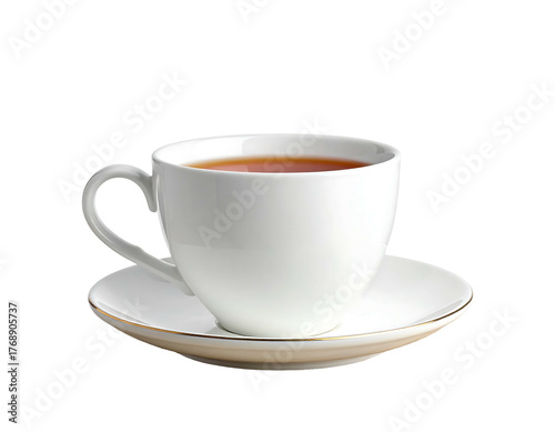 Wallpaper Mural Tea cup on a saucer, filled with dark tea, against a black background, with golden trim on the saucer's rim Torontodigital.ca