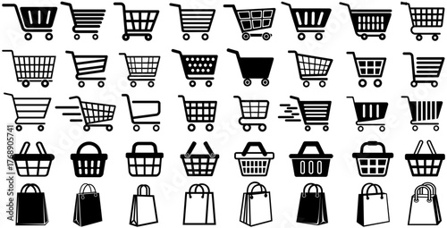 set collections trolley symbol shopping bag icon. shopping basket logo Shopping cart sign design vector illustration