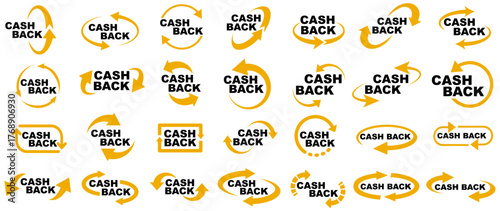 set collections cashback arrows symbol sign. money refunds labels. money return icon symbol. bonus cashback template design vector illustration