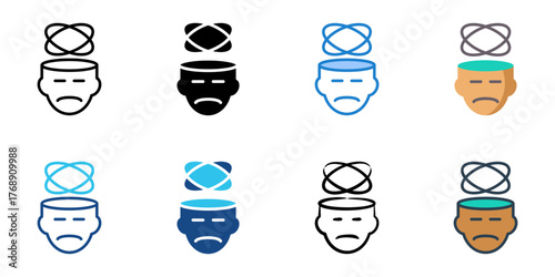 Depression icon set multiple style collection 
