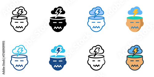 Anxiety icon set multiple style collection 
