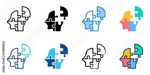 Psychologist icon set multiple style collection 
