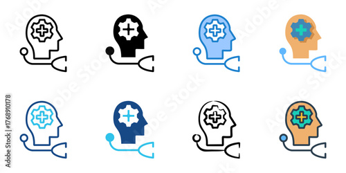 Psychiatrist icon set multiple style collection 
