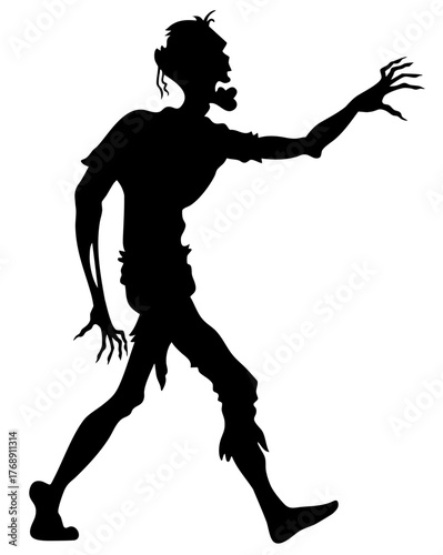 zombie silhouette walking forward with outstretched hand