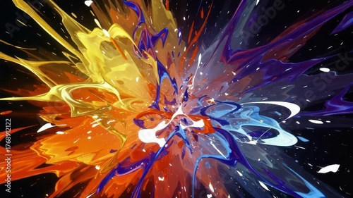 Vibrant Abstract Paint Explosion with Dynamic Colors and Splashes.