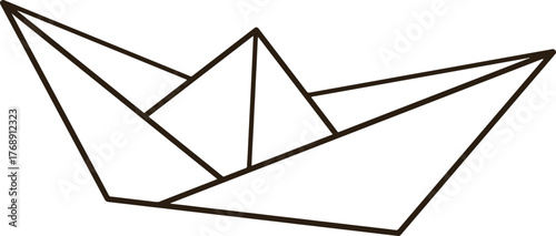 Origami paper sailboat line icon