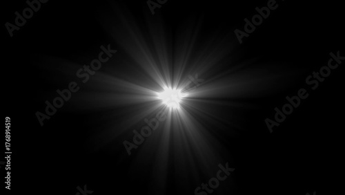 Bright Starburst Light Effect on Black Background lens flare