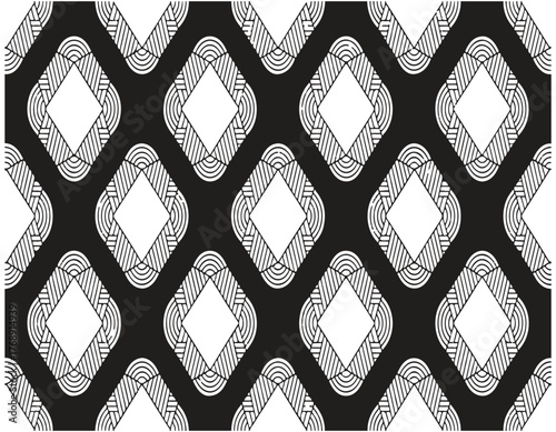 Intricate Geometric Pattern A Detailed Black and White Diamond-Shaped Design
