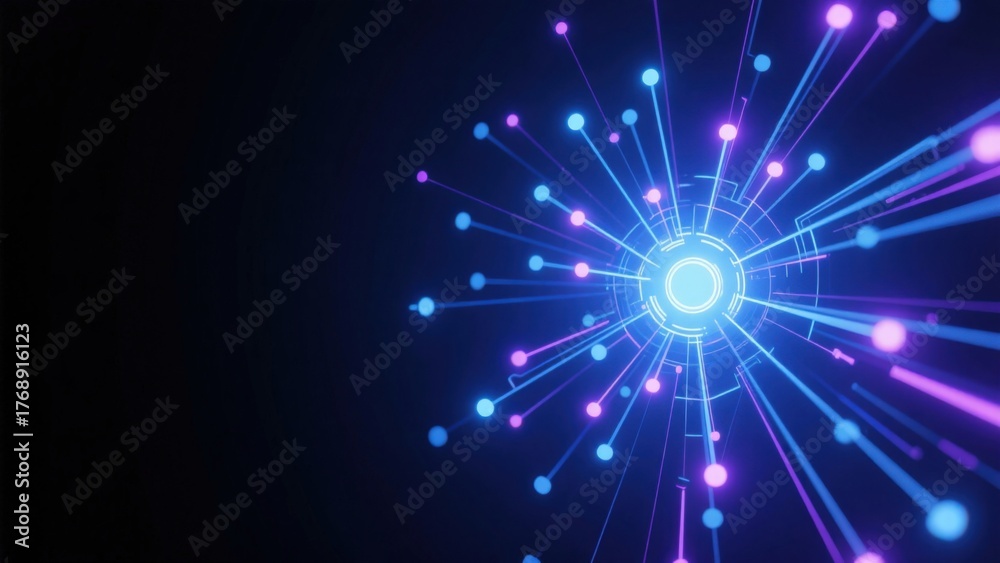 Fototapeta premium Neon light explosion network