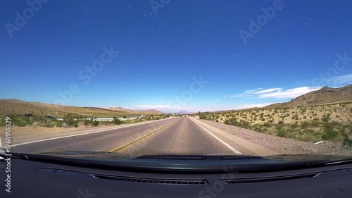 Driving along Las Vegas Blvd throught the desert into Las Vegas