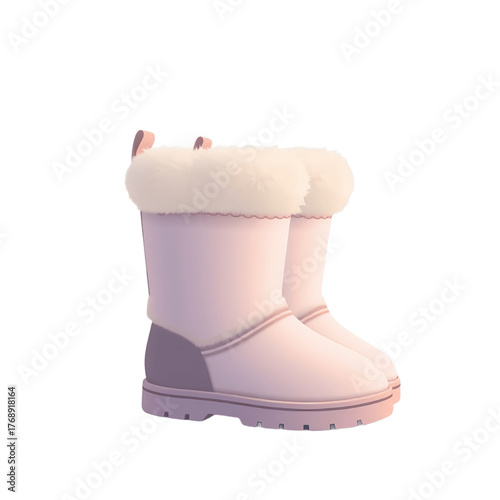 Pink Fur Trimmed Ugg Style Winter Boots