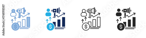 Market Influence Icon Collection Featuring Multiple Styles