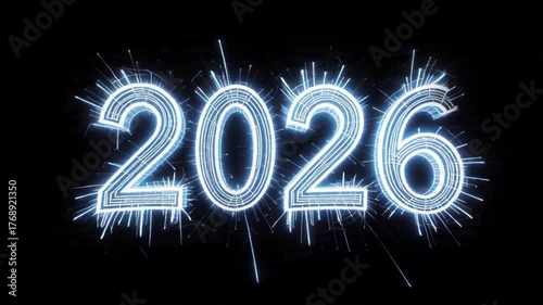 Bright Firework Display Celebrating New Year 2026 with Sparkling Numbers