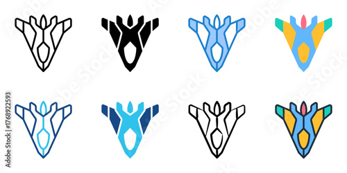 Fighter Jet icon set multiple style collection 
