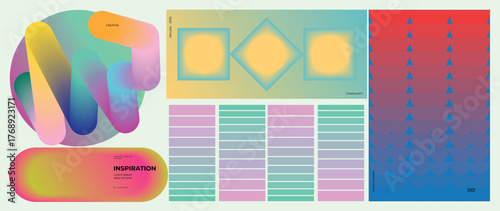 Modern futuristic gradient background vector set.Cover template with vibrant geometric in different shape. Ideal design for social media, cover, banner, wallpaper, promotion, ads.