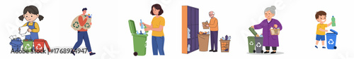 Flat Style Group of People Sorting Waste for Recycle Illustration