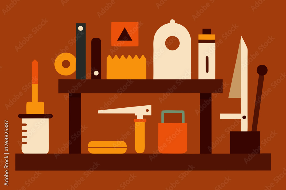 Fototapeta premium Carpenter Workspace Wood Grain Background Illustration