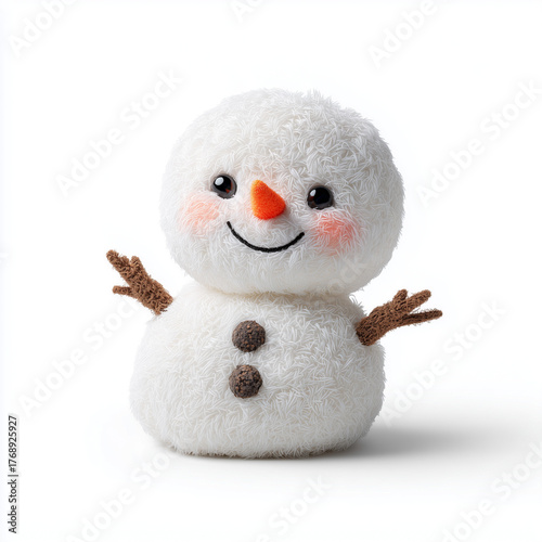 Minimalist snowman smiling in white background
