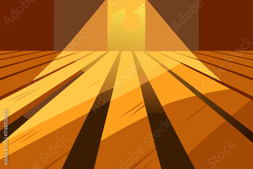 Rustic Floor Planks with Sunlight Shadows Illustration