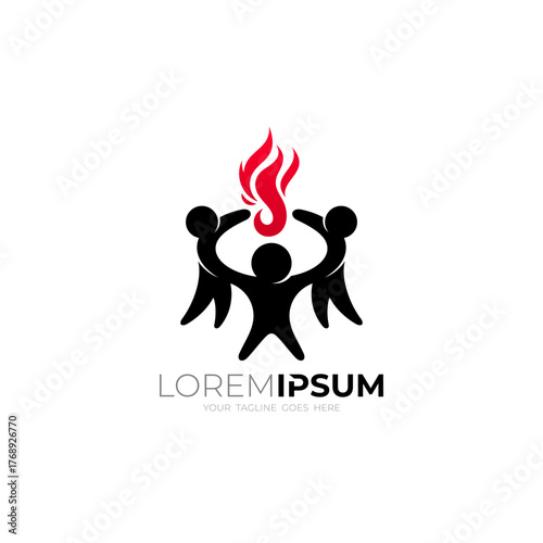 logo of three people circling a burning fire, charity logos