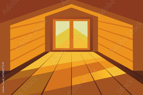 Wood Cabin Floor With Sunlight Reflection Illustration