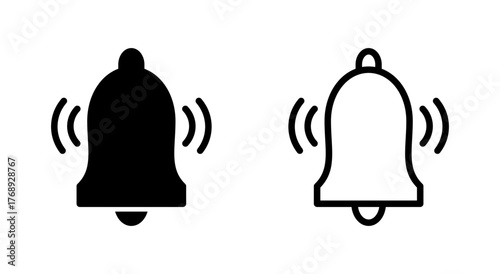 Bell icon symbol for apps and websites. Notification sign and symbol for web site design