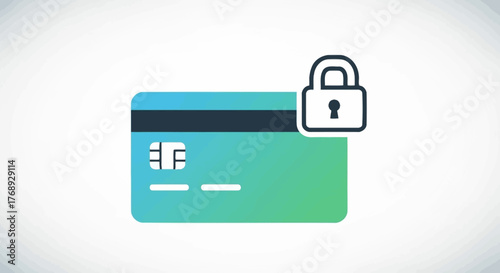 Illustration of a credit card with a padlock, symbolizing secure transactions and financial security.