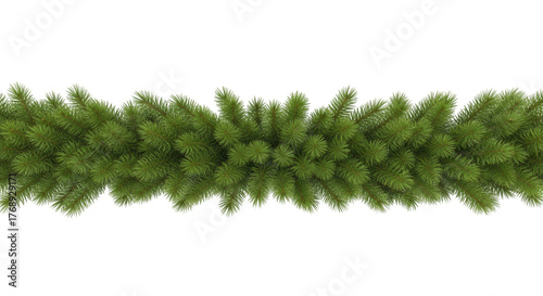 Festive green garland isolated on transparent background, perfect for holiday decoration and seasonal celebration