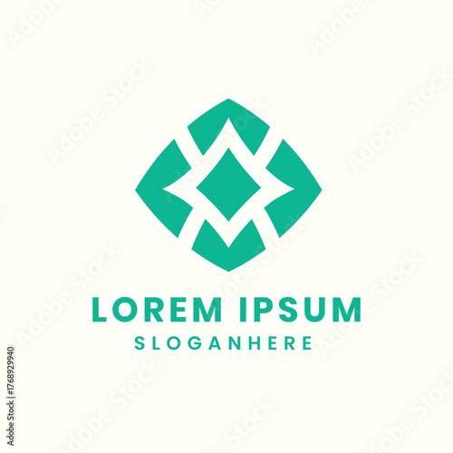 Abstract geometric logo design modern teal diamond shape symbol business branding identity