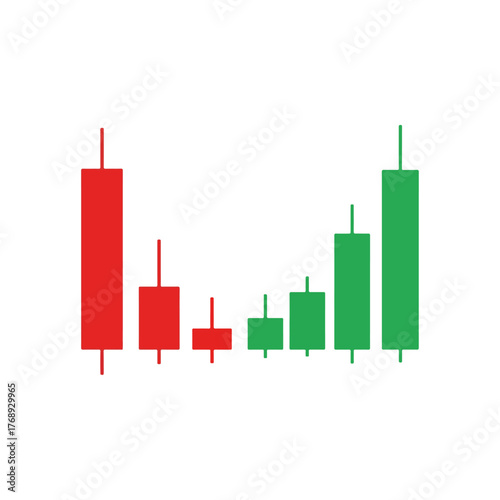 Candlestick Chart Showing Stock Market Price Fluctuations Green and Red Candles with Wicks Isolated on White Background