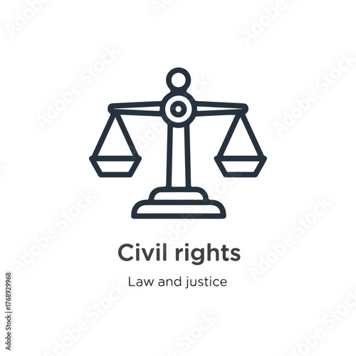 Civil rights law and justice icon representing fairness equality and legal rights in society