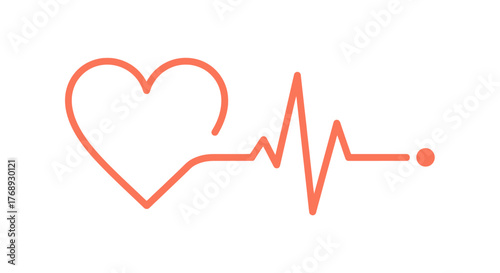 A simple orange heartbeat line drawing combined with a heart shape