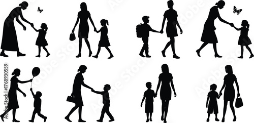 parent, child, family, bonding, walking, caring, happy, silhouette, people, parenting, love, trust, adult, kid, together, parent child, family bonding, walking 