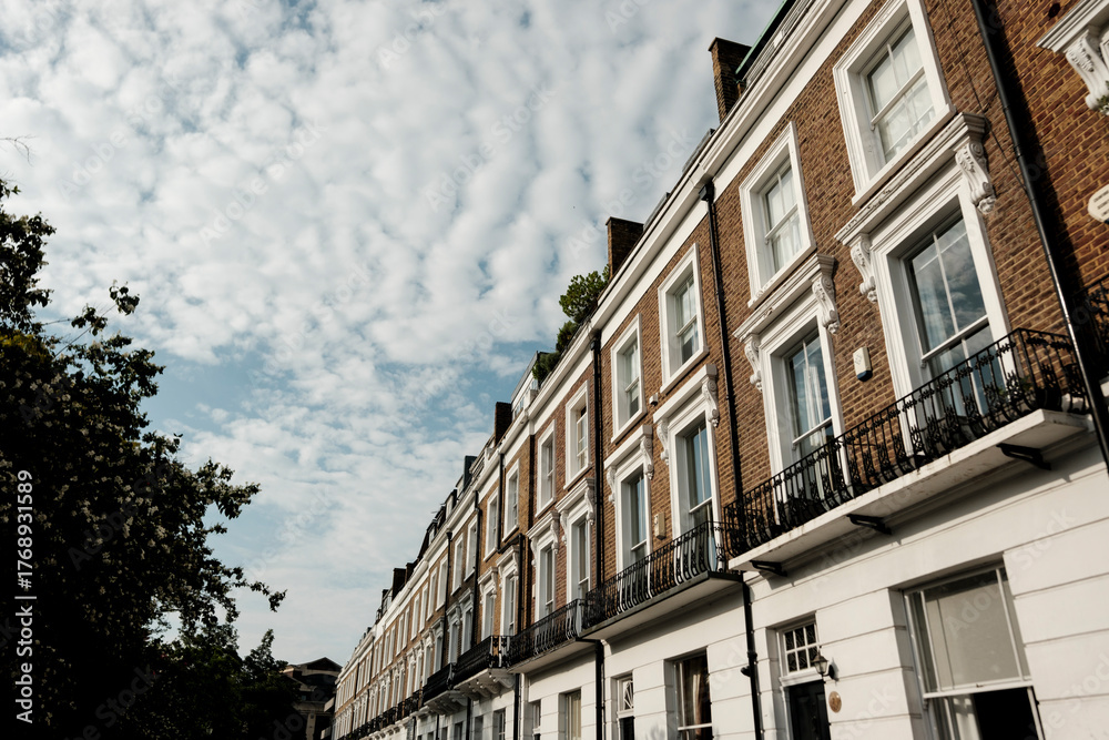 Fototapeta premium London georgian townhouses with brick facades and classic architecture