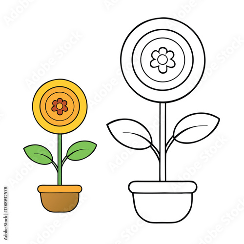 A beautiful coin flower plant coloring page featuring round, coin-shaped blossoms and delicate leaves, perfect for relaxing creativity and nature-inspired coloring fun.
