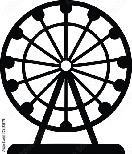 Amusement park ferris wheel icon for entertainment and leisure themes