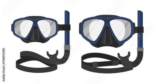 Two colorful scuba masks with snorkels ready for underwater exploration