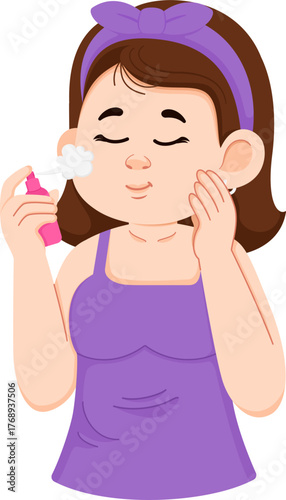 Illustration of Girl Applying Face Mist