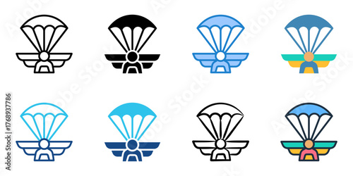 Paratrooper icon set multiple style collection 
