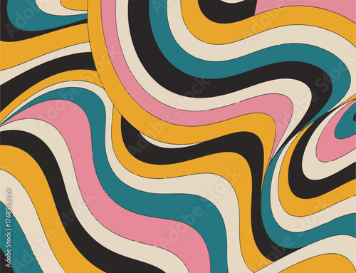 Abstract Swirls of Color A Retro Pattern Design with Wavy Lines and Vibrant Hues in Modern Style