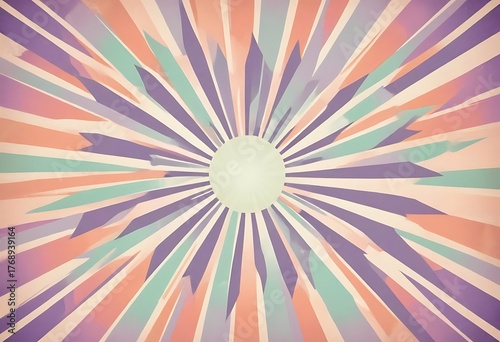 Abstract radial pattern with pastel colored rays emanating from a central light circle