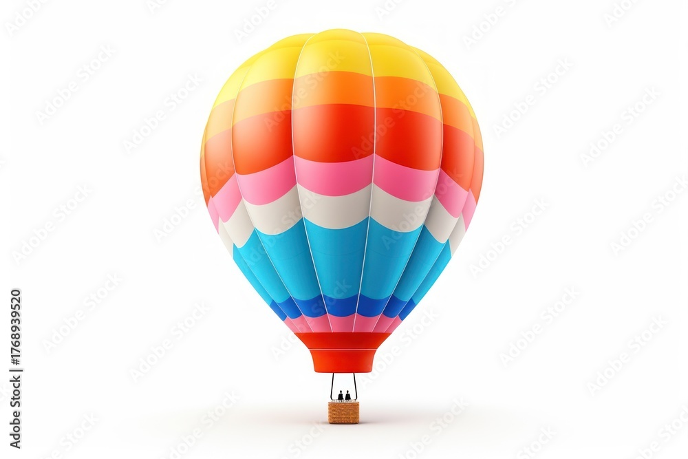 Fototapeta premium Hot air balloon aircraft vehicle white background.