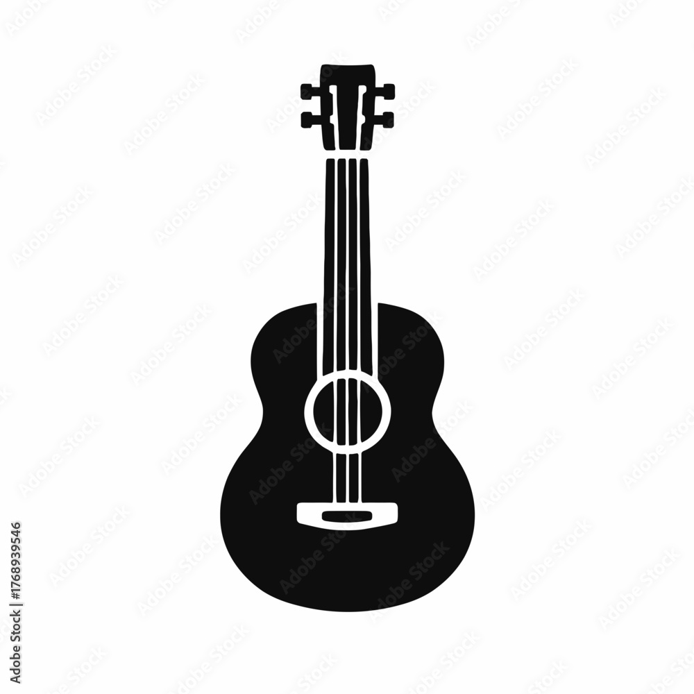 Fototapeta premium Black Acoustic Guitar Icon Minimalist Design
