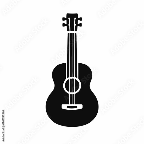 Black Acoustic Guitar Icon Minimalist Design
