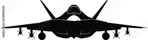 Modern fighter jet silhouette with missiles ready for action