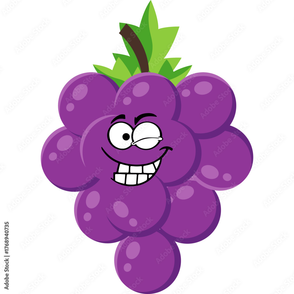 Fototapeta premium Cute Cartoon Grape Character
