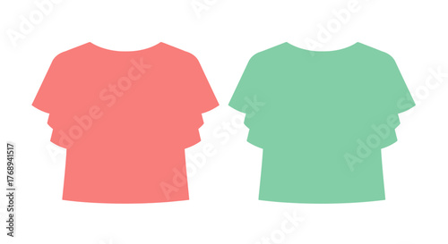 Illustration of two women s blouses one coral and one mint green